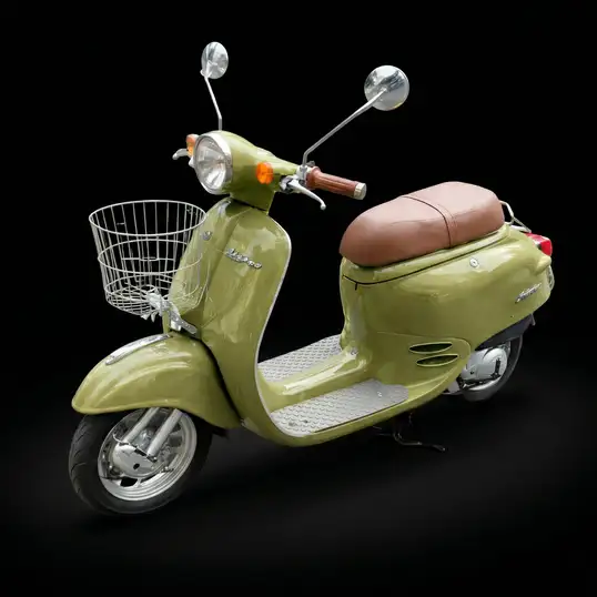 Аренда Honda Giorno «Green» в Паттайе — Honda Giorno в зелёном цвете с корзиной и коричневым сиденьем, FirstMile